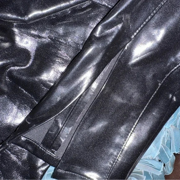 Sold Blanc NYC Dominatrix Black Vinyl Split Hem Pants Size 28 - Picture 11 of 11